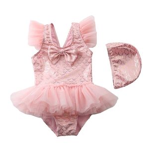 Bling Bikini Baby Girls Tutu Maillot de bain avec bonnet de bain pour enfants Rash Sun Guard Maillot de bain Enfant Maillot de bain 220425