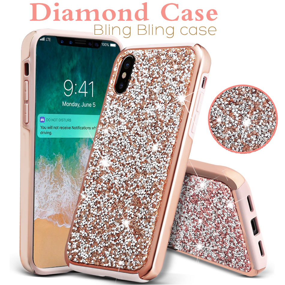 Custodie con diamanti per iPhone 14 13 12 11 Pro Max Samsung A30 Note10 S10 Premium Bling 2 in 1 Custodie glitter di lusso con pacchetto Opp