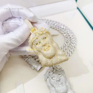 Bling Bling Mode-sieraden Hip Hop Iced Out Diamond Jesus Head Custom Moissanite Hanger