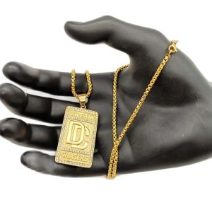 Bling Bling Volstrass Dream Chaser Hangers Kettingen heren hiphop 14k Geel Goud DC ketting voor dames