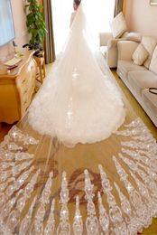 Bling Bling Long Applique Crystal Wedding Veils Twee lagen Bruid Veil Hoogwaardige goedkope Wedding Veils Bridale Accessoires met COM5942112