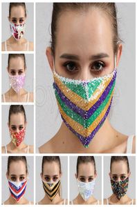 Bling bling sequins masque masque mâle à poussière masques de mode de mode concepteur lavable réutilisable masque masque de haute qualité 8styles 5439146