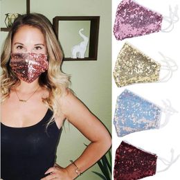 Bling Bling Paillettes Masques De Protection Antipoussière Respirateur Lavable Visage Bouche Couverture De Mode Bar Danse Boucle D'oreille Coton Vélo Masque ZCGY46