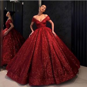 Bling bling pailletten quinceanera jurken baljurk rood 2021 nieuwe zoete 16 jurken jurken verjaardagsfeestjes plus size vestidos de 15 278c