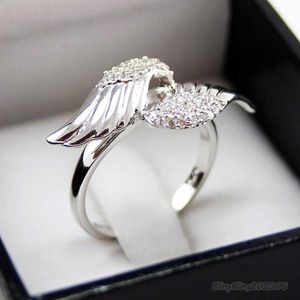 Bague Bling Bling Vvs Moissanite 100% 925 Sterling Ring style designer Topaze CZ nouvelle bague créative ailes d'ange bague femme