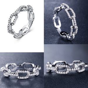 Bague en Zircon scintillant pour femmes et filles, anneau en cristal en forme de chaîne, cadeau pour amour et ami, accessoires de bijoux à la mode
