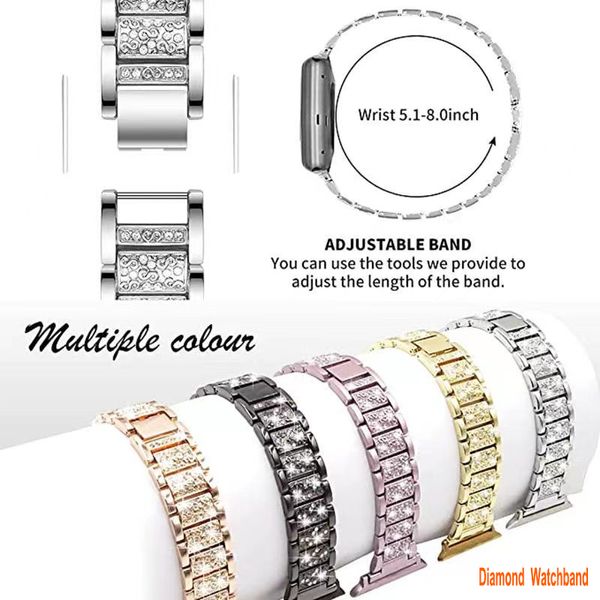 Bracelet Bling Compatible pour Apple Watch Band Series 8 7 6 5 4 3 2 1 Femme Bijoux Habillés Perles de Diamant Fait Main Bracelet Élastique Extensible Accessoires pour iWatch 49mm 45mm