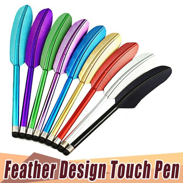 Bling Chrome Feather Design Capacitive Touch Stylus Pen per Smart Phone Tablet