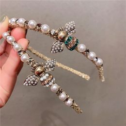 Diadema de cristal ostentosa, accesorios para el cabello de abeja para mujer, diademas de diseño con cuentas hechas a mano de lujo, diademas con aro y lazo entero 9 s271z