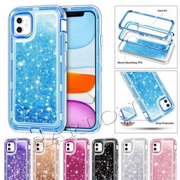 Bling Crystal Liquid Glitter Beschermt Telefoongebonden Robot Schokbestendige achteromslag voor iPhone 14 Pro Max 13 12 11 XR XS Samsung S22 Ultra S21 Plus Opmerking 20 S20