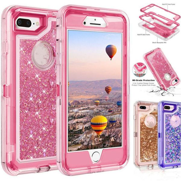 Étuis de téléphone à paillettes liquides à l'huile de cristal Bling pour iPhone 11 Pro Max XR XS X 6 7 8 Plus Quicksand luxe clair clair couverture arrière personnalisée