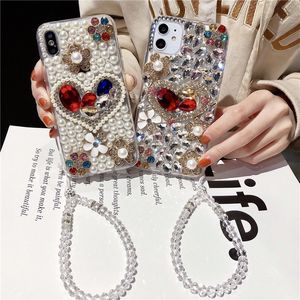 Coque de téléphone en cristal scintillant, couleur strass, diamant, cœur d'amour, pour iphone 15, 14, 13, 12, 11, xr, xs max