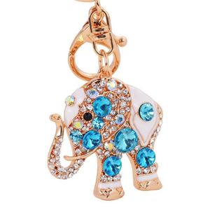 Bling Crystal Rhinestone Leuke Olifant Metalen Sleutelhanger Sleutelhanger Auto Sleutelhangers Purse Charms Handtas Hanger Kerst Gift6309336247W