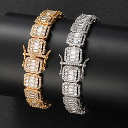 Bling cristal sucre diamant pierre collier de Tennis pour hommes cuivre 18K véritable plaqué or collier gradué bijoux