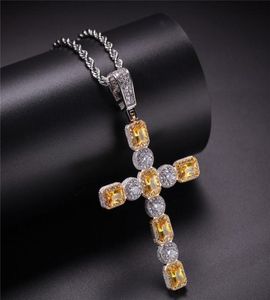 Bling Cubic Zirconia Men Hiphop Cross Pendant ketting Iced 18K Gold Poled Hip Hop Jewelry581114444