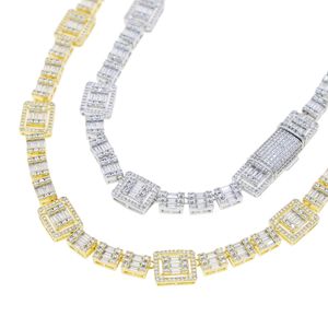 Bling Cz carré Collier de chaîne de liaison cubaine glacée