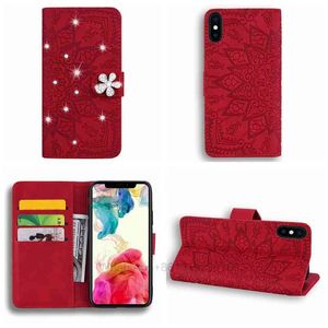Bling Diamond 3D Bloem Lederen Portemonnee Cases voor iPhone 13 Mini 2021 12 11 Pro Max XR XS 8 7 6 6 S Plus Credit ID Card Slot Styis Floral