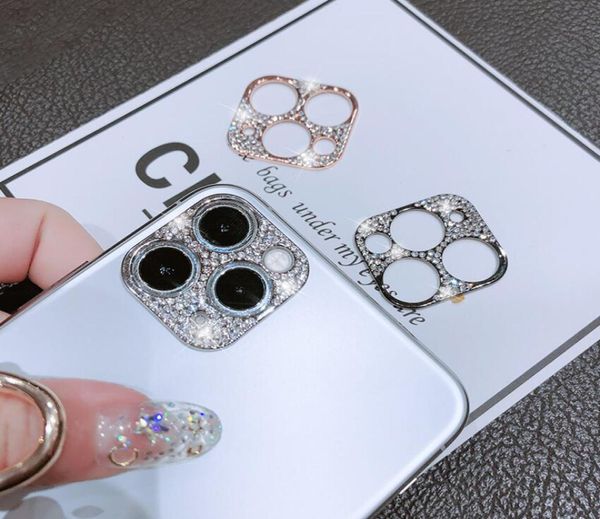 Couverture de protection de caméra Bling Diamond pour iPhone 11 12 Pro Max mini pour Samsung S20 plus Ultra Huawei P40 Accessoires de film Glitter 9364416