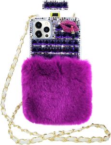 Étuis de téléphone de bouteille de parfum de strass de cristal de diamant avec la courroie de cou pour l'iphone 14 13 12 11 Pro Max XR 7 8 Samsung S22 Note 20 Bling Housse de protection antichoc