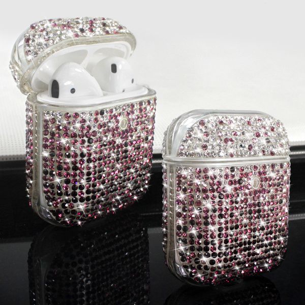 Étui pour écouteurs Airpods 2 1 en diamant scintillant, housse de protection de casque de luxe avec strass dégradés, livraison gratuite