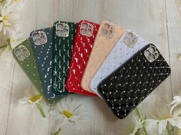 Bling Diamond Lambskin Soft TPU -telefoonhoesjes voor iPhone 14 13 12 11 Pro Max XR XS X 7 8 Plus Cambshield Rhinestone Decorated Full Lens Pertion mobiele telefoonhoes