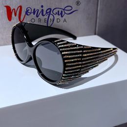 Bling diamant ovaal punk zonnebril dames trendy ronde luxe zonnebrillen voor mannen bril lunette soleil femme vintage occhiali 240321