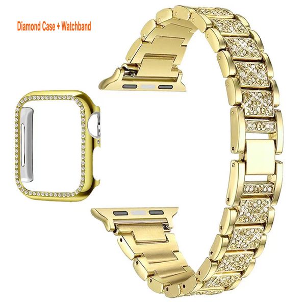 Bling Diamond Strass Bracelet de montre en métal à maillons pour femme Remplacement pour Apple Watch Series 7 6 5 4 3 2 1 SE iwatch s8 45 mm 44 mm 42 mm 40 mm 38 mm 41 mm