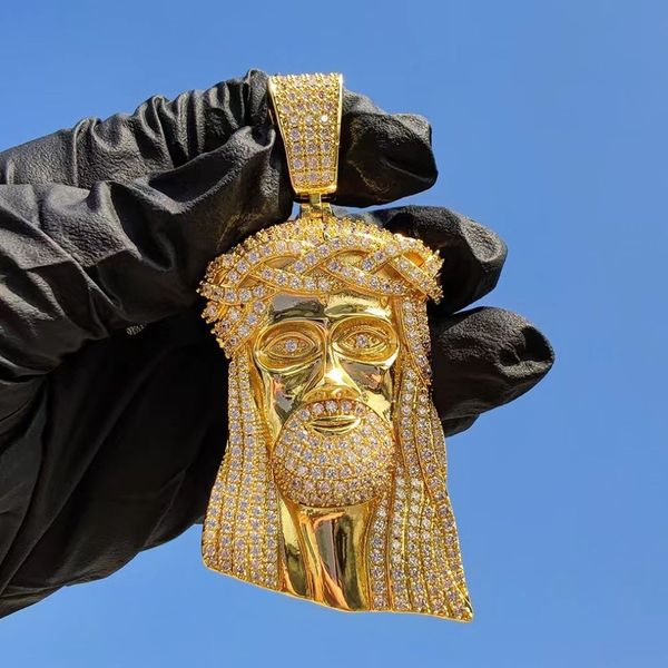 Bling Diamond Stone Pendendants Collier Bijoux Real 18K Gold plaqué AMOUR RELIGIEUX JIANRY251A