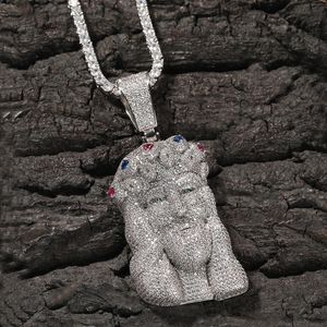 Bling Diamond Stone Persoon Hangers Ketting Sieraden Echte 18K Vergulde Minnaar Religieuze Sieraden