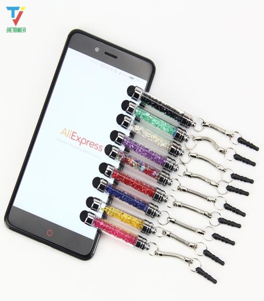 Stylet en cristal pour écran tactile, diamants scintillants, pour iPhone 6 plus 4s 5G Samsung S3 S4, bouchon anti-poussière 35mm, 300 piècesLos8959813