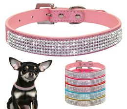 Bling Dog Collar Rhinestone PU Cuero Cristal Diamond Puppy Collar Collars Pet Pets Supplies Accesorios de perros4576633