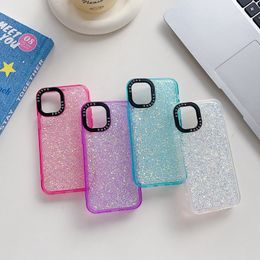 Bling Foil Confetti Sequins Soft TPU Cases Pour Iphone 15 14 Pro Max 13 12 11 Dripping Glue Sparkle Cell Phone Antichoc Phone Back Skin Cover