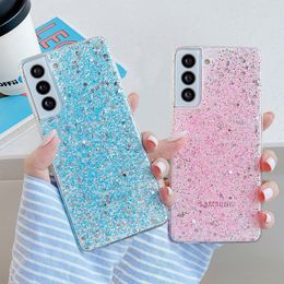 Bling Glitter clair coques de téléphone pour Samsung Galaxy S21 Plus S20 FE A32 A52 A72 A51 A71 Note 20 10 couverture arrière pare-chocs souple
