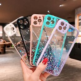 Bling Glitter Epoxy Starry Sky Cases Soft TPU -cameratrotector Schokbestendige hoes voor Xiaomi Mi 11 11T Redmi 9 9A 9C 9T Note 7 8 10 11 11S Pro plus Max Poco X3 F3 M3 M4 Pro