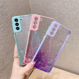 Bling Glitter Epoxy Starry Sky Cases Protector de cámara de TPU suave a prueba de golpes para Samsung S23 Ultra Plus A13 A23 A33 A53 A73 A03 Core A04 M32 A03