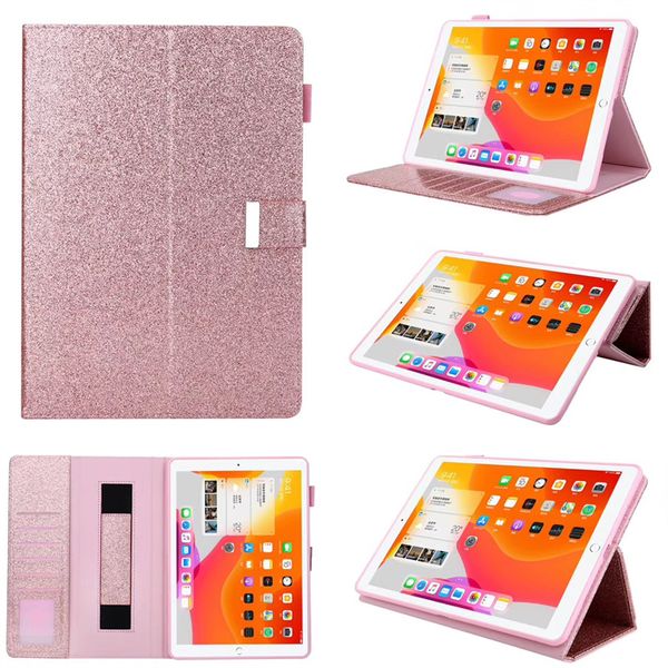 Bling Glitter Wallet Leather Tablet PC Fundas Bolsas para iPad 10.2 9.7 2021 Mini 5 6 2021 2022 Pro 11 10.5 Air 3 4 Con lápiz Ranura para lápiz Auto Sleep Wake Skin Cover