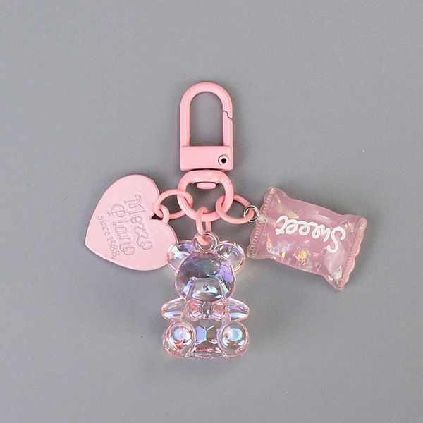 Anillo de llavero de dulces de animales bling heart para amantes de amigos lindo bolso creativo caja de auriculares accesorios llave