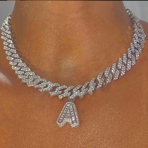 Bling Hip Hop 26 Baguette Letter Ketting Rvs Voor Vrouwen Dikke Miami Cubaanse Link Ketting Mannen Iced Out Choker Necklace 210323