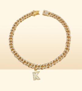 Bling Hip Hop 26 Baguette letter ketting roestvrij staal voor vrouwen dikke Miami Cuban Link Chain Men Iced Out Choker Necklace 21033109089
