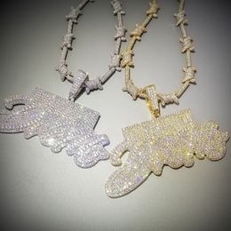 Bling Iced Out Lettres DREAM RICH Pendentif Collier 2 Couleurs De Luxe AAA Zircon Rappeur Hip Hop Bijoux 201014