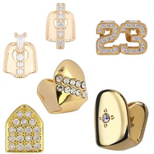 Bling Initial Number Tand Grillz Real Gold Ploated Single Diamonds Tand Dental Grills Sier Tands Grillz Bracelet