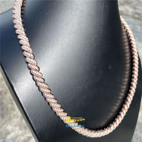 Bling Jewelry Pass Diamond Tester Collier Silver VVS Moisanite Diamond 8 mm Iced Out Corde Chain Men Colliers