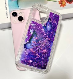 Bling Liquid Quicksand Telefoon Case Voor Iphone 15 15 Pro 15 Pro Max 14 Plus Shiny Sequin Zachte Siliconen Tpu pc Case Cover Oppbag