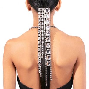 Bling Long Tassel Crystal Hairpiece Hair Clip Pin Ponytail Holder Summer New In Custom Rhinestone Hoop Moda Versátil Cadena Mujer Peluquería Joyería