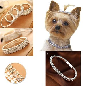 Bling Luxury Rhinestone Pet Dog Collars Design Crystal Diamond Princess Collar para perros pequeños medianos Drenaje múltiple Diamond Silver Necklace Charms B51