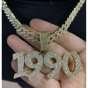Collier pour hommes Bling Année 1990 Lab Diamond Diamant Iced Out Pendante Hip Hop Bijoux