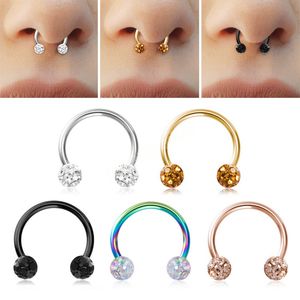 Bling Nose Ring Septum Piercing Cartilage Hoop Earring Circular Lip Tragus Helix Tragus Horseshoe Retainer Body Jewelry