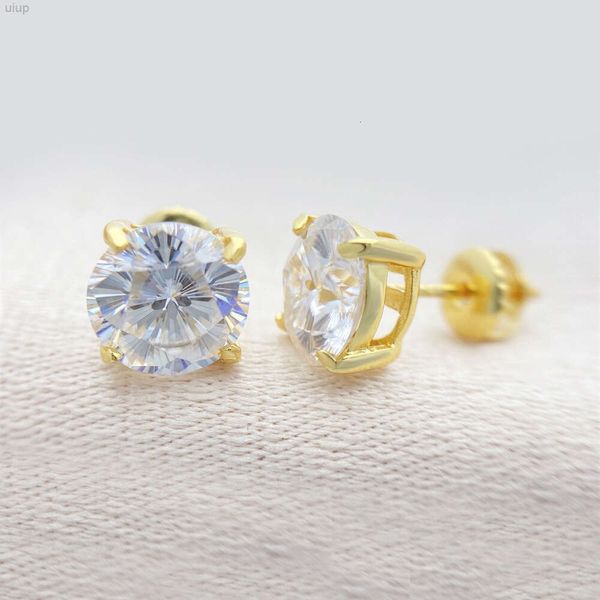 Bling Qualité Vis Retour 0.5 1 2ct Rond Vvs Diamant Femmes Stud S925 Plaqué Or Sakura Fleur De Cerisier Coupe Moissanite Boucles D'oreilles