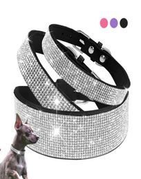BLING RIDINESTONE Dog Collars Collars de cuero Pet Collar Gatito Camiseta Correo de correa para pequeños perros medianos Cats Chihuahua Pug Yorkie6602386