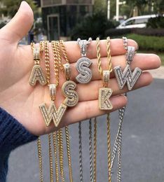 Bling Savage Letters initiaux Collier pour femmes en acier inoxydable 26 AZ Pendant Collier de chaîne brillant Hip Hop Bijoux 49022894881568